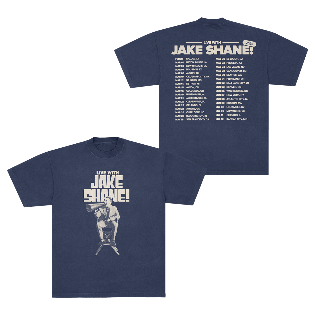 Live With Jake Shane Navy Tour Tee